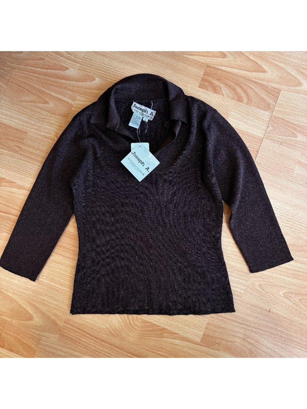 vintage brown pullover knit fall sweater silk and metalic blend small medium